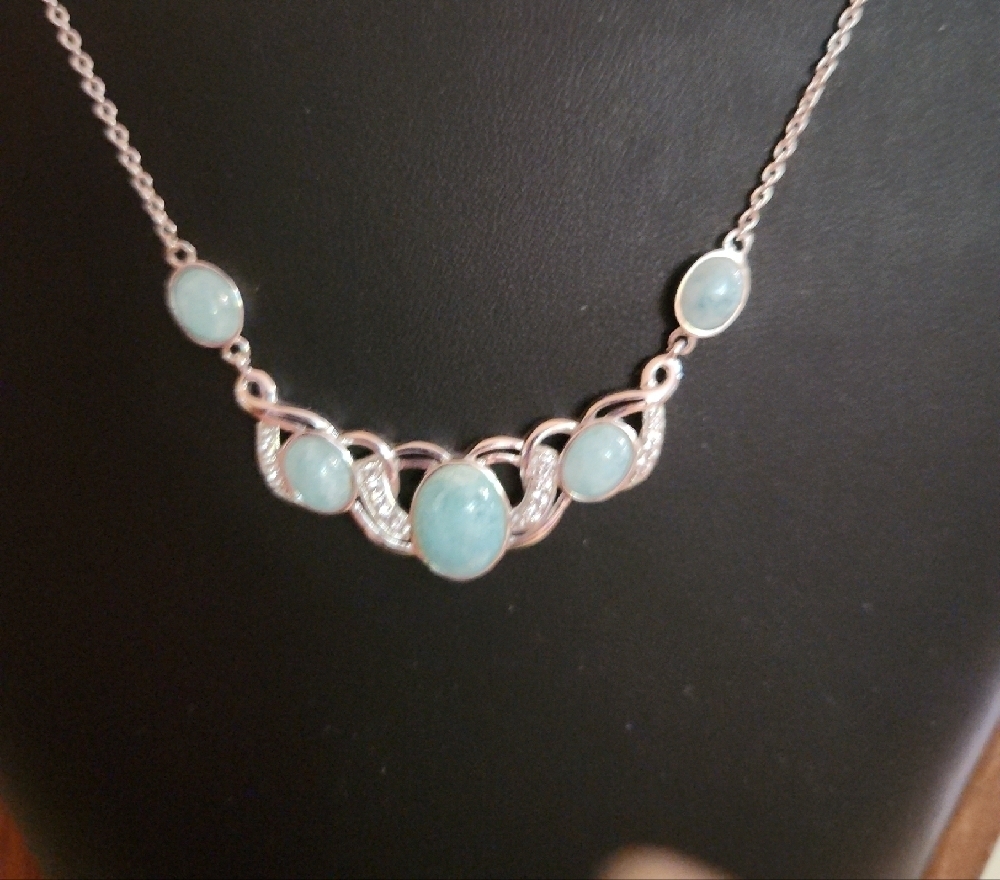 JTV Hemimorphite White Zircon 925 Sterling Silver Necklace